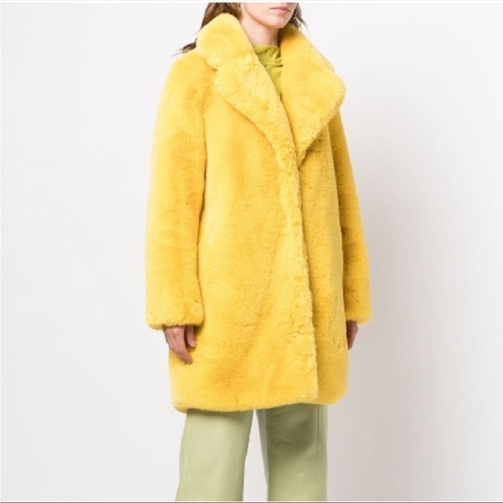 Apparis- Yellow Faux Fur Oversized Coat